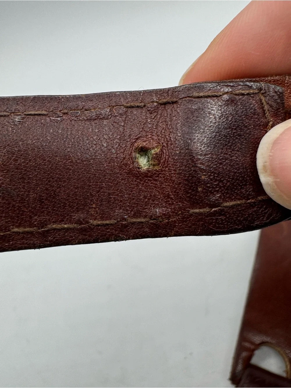 Vintage Brown Leather Made in Uruguay Latch and Loop Buckle Belt READ FOR SIZE
